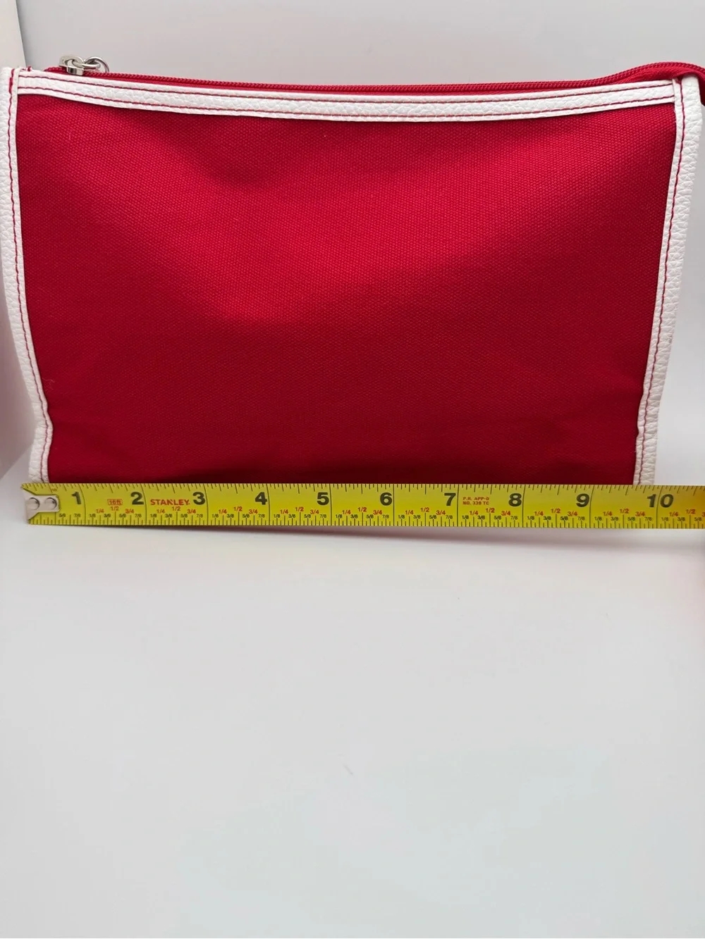 Estée Lauder Red & White Cosmetic Makeup Bag Travel Organizer Zip Pouch Case EUC